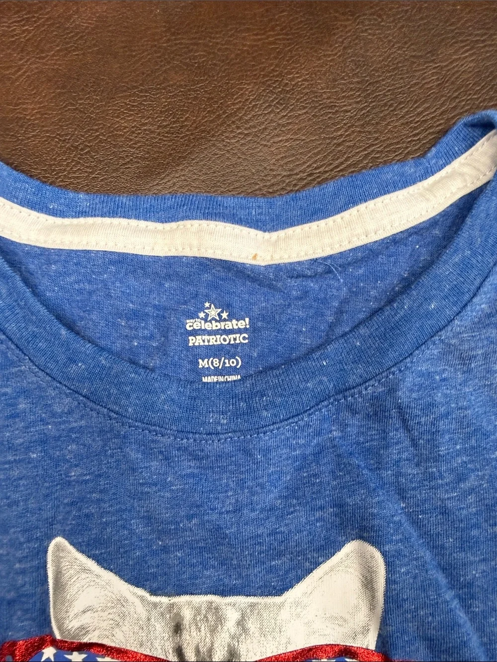 Blue Cat Graphic Pet Tee with Star-Spangled Sunglasses